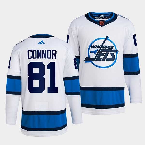 Men%27s Winnipeg Jets #81 Kyle Connor White 2022 Reverse Retro Stitched Jersey Dzhi->new york rangers->NHL Jersey